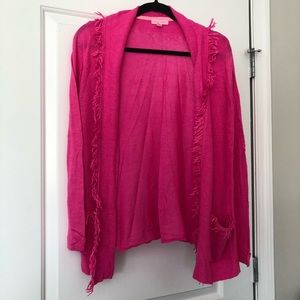 Lilly Pulitzer Fringe-Detail Fuchsia Cardigan